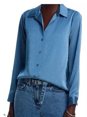 Aqua Blue sparkling Button-Down Shirt